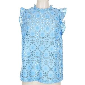 J. Crew Blue Lace Sleeveless Top